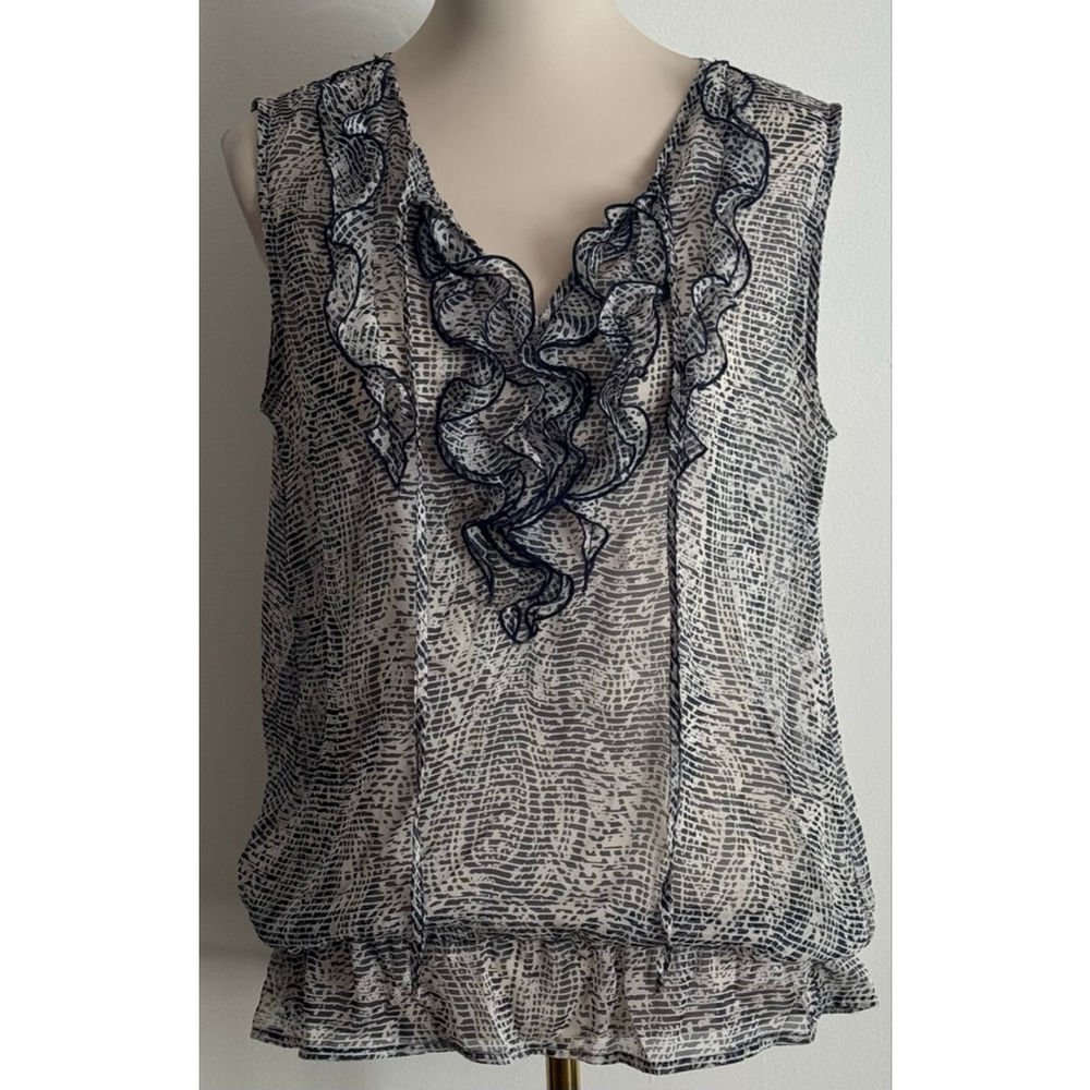 Women's Quintessential Black & White Blouse L